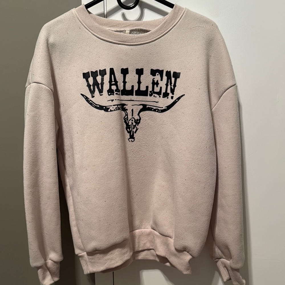 Cream Crewneck Sweater with Western Graphic